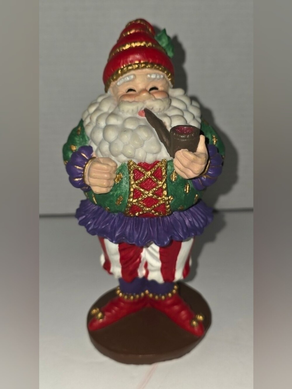 Vintage Jaimy Santa Figurine Jolly Father Christmas Smoking a Pipe Collectable